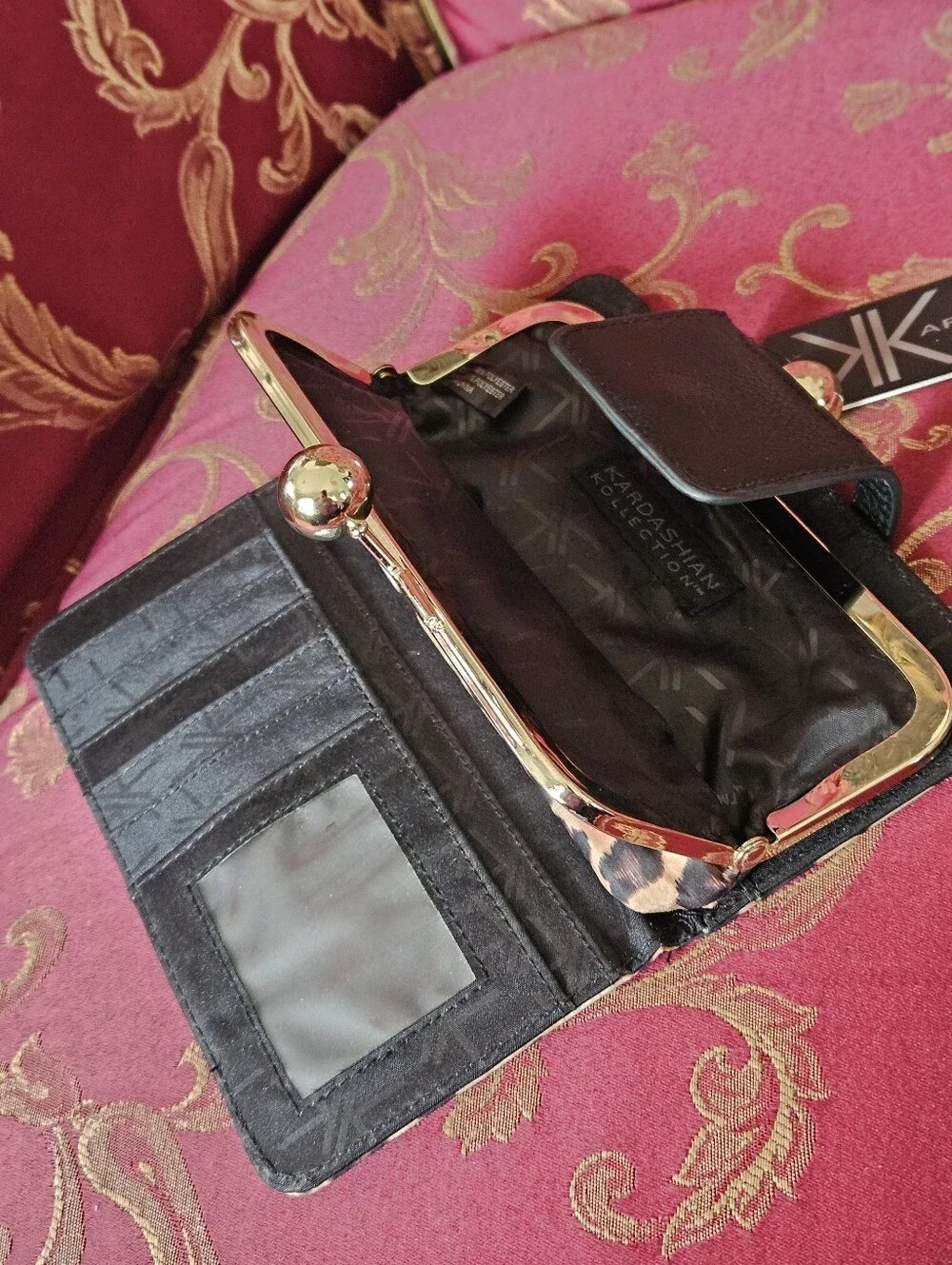 Kardashian Collection Leopard Print Wallet with Gold Accents